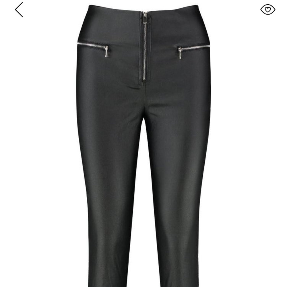 Zipper front coated leggings